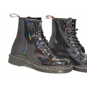 SOLD DO NOT BUY Dr. Martens 1460 Rainbow Stitch Black Patent Leather Boots 6